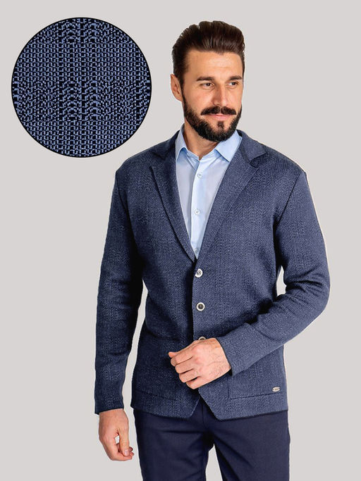 Кардиган мужской GREG G136-KF-клетка (т.синий)  фото 2