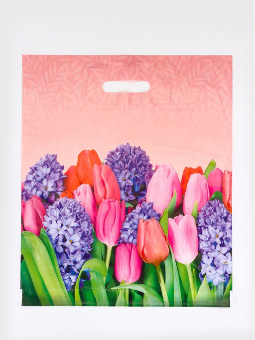 Цена за 50 шт. Пакет подарочный «Лирика», полиэтиленовый с вырубной ручкой, 40×47 см, 45 мкм