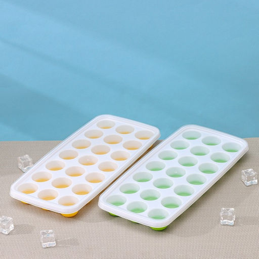 Цена за 2 шт. Форма для льда и шоколада с крышкой Доляна, 26×12×2.5 см, 21 ячейка (3×3×2 см), зелёная