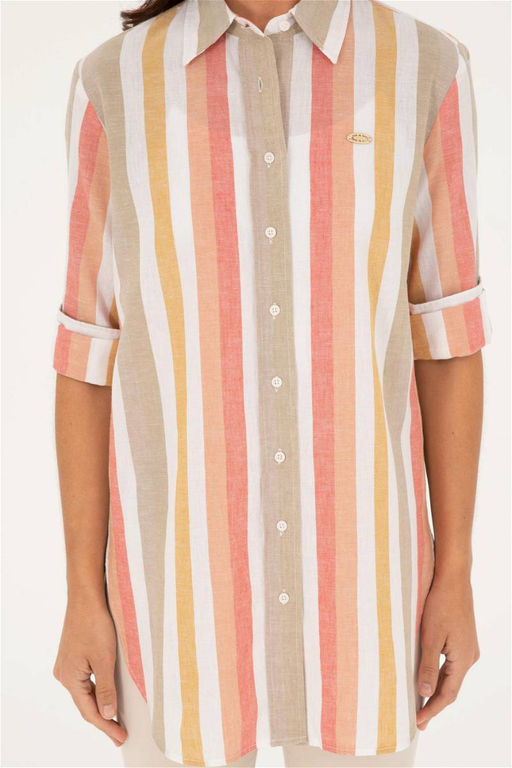 Женская пудровая рубашка с длинным рукавом Неожиданная скидка в корзине - U.s. polo assn фото 6