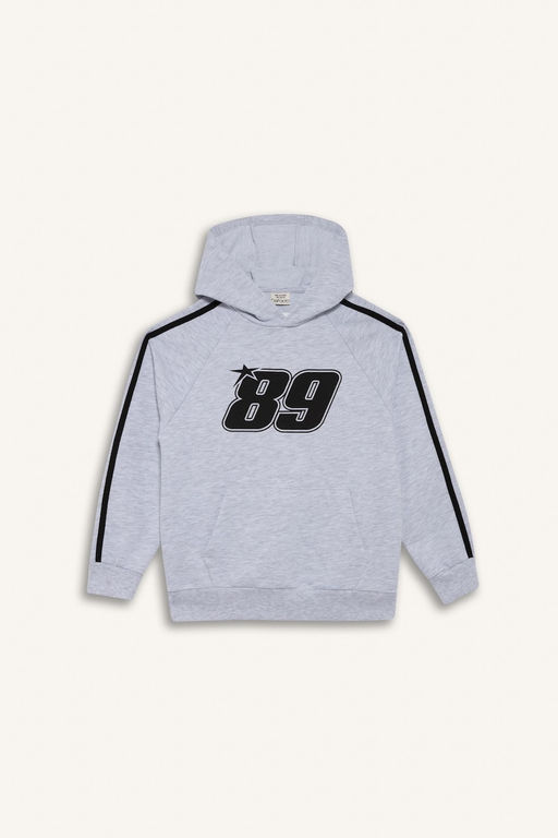 Kap__onlu Bask_l_ Sweatshirt Erkek _ocuk - Defacto фото 2