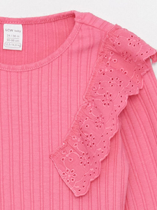 Bisiklet Yaka Uzun Kollu K?z Bebek Ti??rt - Waikiki фото 2