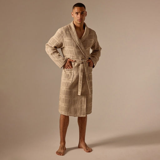 Халат вафельный мужской SL HOME: Chess «Саббиа», размер S, хлопок 100%, коричневый