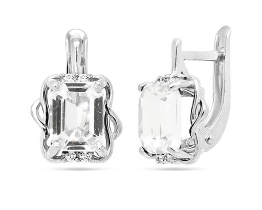 Серьги из серебра горный хрусталь, СПН02205