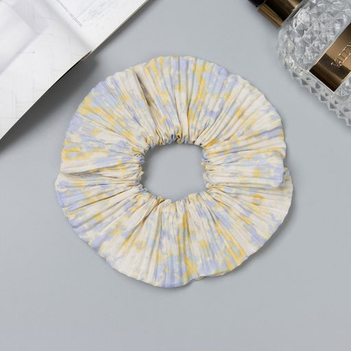 Цена за 3 шт. Резинка для волос «Орбита», жатка весна, 12 см, жёлто-голубая