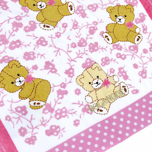 "Япония-2078" Полотенце махровое 34х78см, плотность 300гр/м2, 100% хлопок, "Мишки", розовый, Bolangde (Китай)