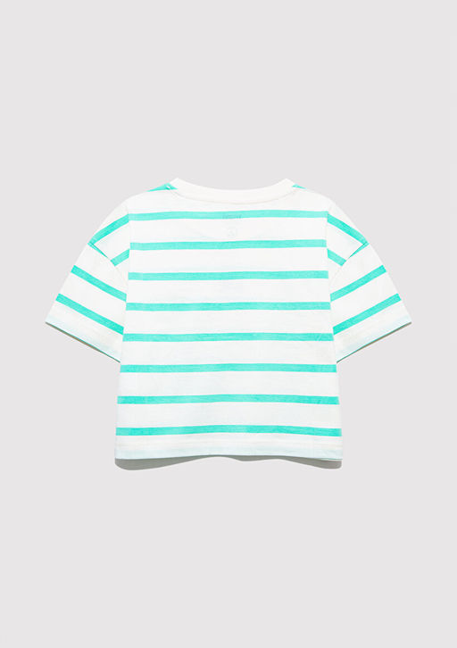 Mavi Logo Bask?l? Yesil Cizgili Crop Tisort  фото 2