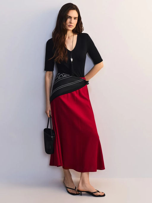 Юбка миди из вискозы и льна ZR2605013502-70 / Zarina