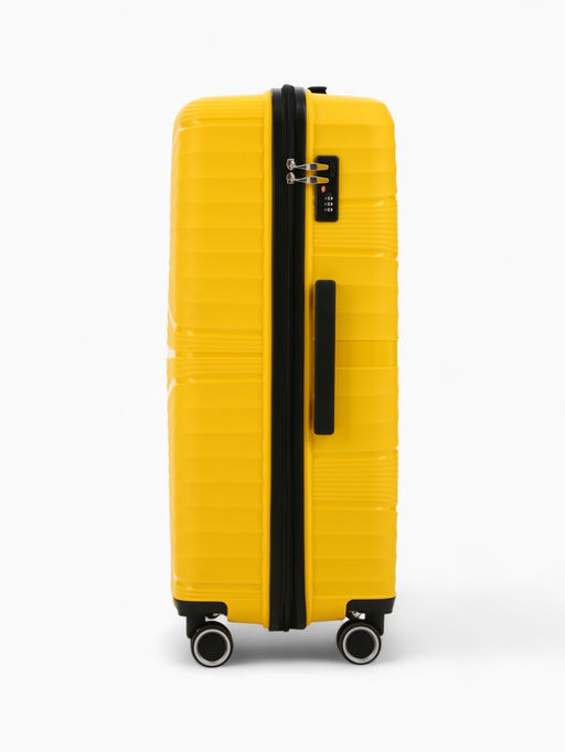 Чемодан на колёсах большой 111 л (L), на молнии, кодовый замок, 4 колеса, жёлтый