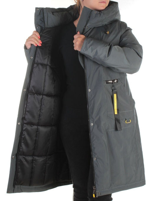 21-962 DK. GREEN Пальто женское зимнее (200 гр. холлофайбер)