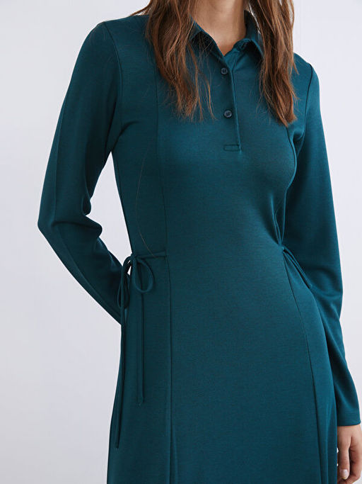 G?mlek Yaka Ba?lama Detayl? Elbise