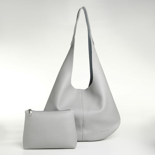 Сумка - мешок женская TEXTURA, на магните, с косметичкой, 36×10×27 см, серая