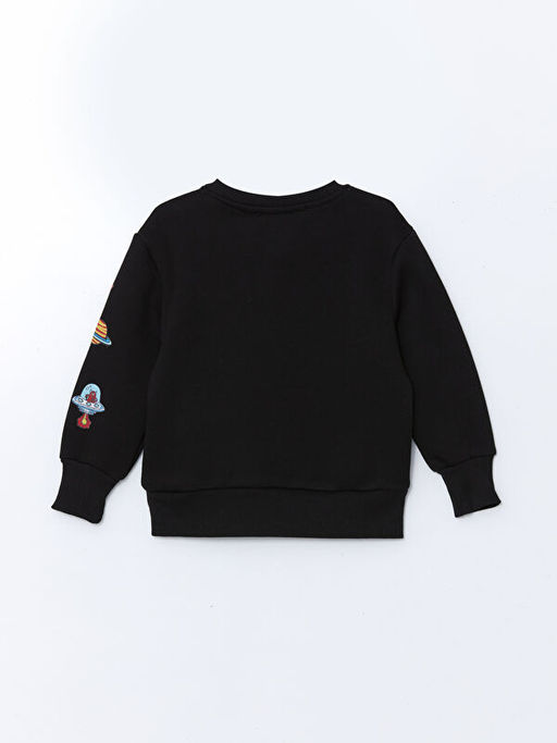 Bisiklet Yaka Bask?l? Erkek ?ocuk Sweatshirt