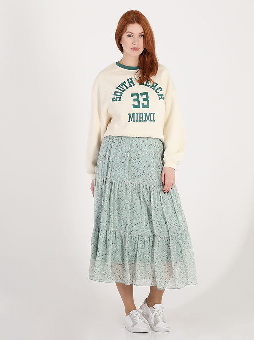 Юбка мятного цвета ярусная шифоновая - Almond фото 7