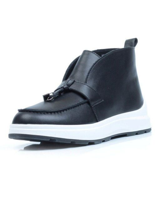 01-5281-1BLACK Ботинки демисезонные женские (натуральная кожа, байка)