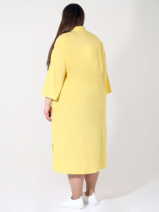 Платье-рубашка горчичного цвета летнее повседневное - Almond фото 2