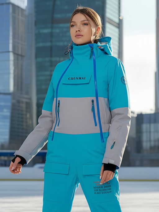 Горнолыжный комбинезон женский зимний синего цвета 2320S