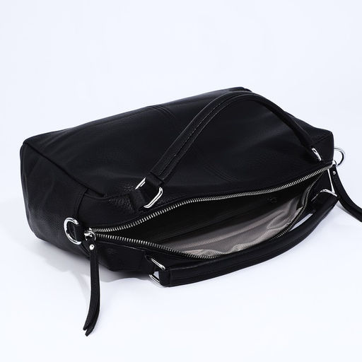 Сумка-саквояж на молнии, длинный ремень, цвет чёрный - Simaland фото 7