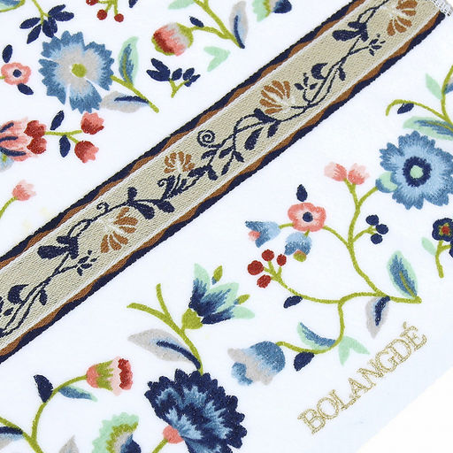 "Япония-2021" Полотенце махровое 34х78см, плотность 300гр/м2, 100% хлопок, с вышивкой, "Васильки", синий, Bolangde (Китай)