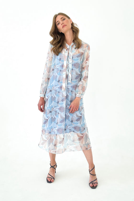 Платье миди А-силуэта из шифона Selma (Цвет: Нежно голубой) - Morozov Amavie фото 2