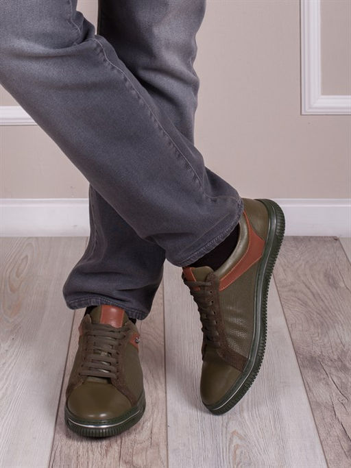 Мужские кеды мягкие/ Слиперы мужские 0082-03-00 Хаки - Piniolo фото 4