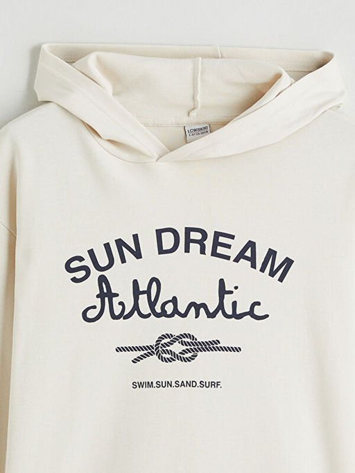 Kap??onlu Bask?l? Erkek ?ocuk Sweatshirt