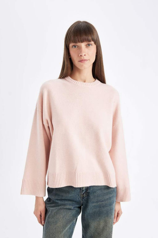 Свитер оверсайз с круглым вырезом - Defacto фото 3