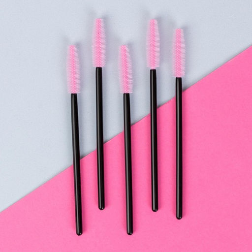 Щёточки для бровей и ресниц, силиконовые, набор - 5 шт., 10.5 см, цвет чёрный/розовый