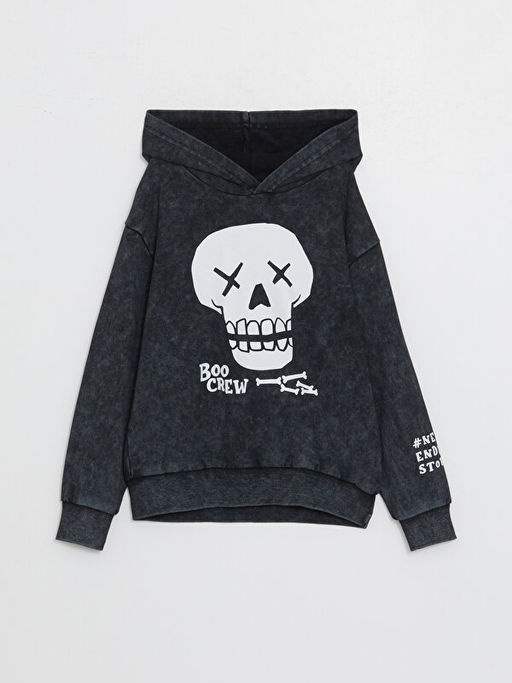 Rahat Kal?p Bask?l? Erkek ?ocuk Hoodie