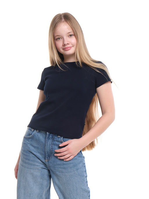 Футболка в рубчик 22-0210 синий