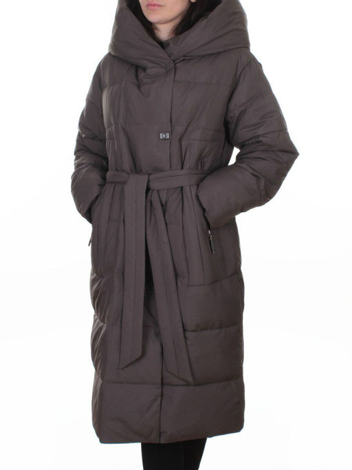 A625 GRAY/BROWN Пальто зимнее женское (200 гр. био-пух)