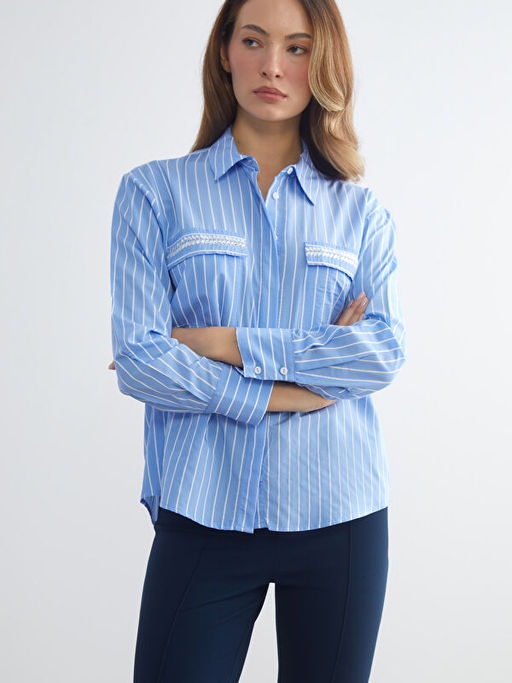 ?izgili Poplin Kad?n G?mlek