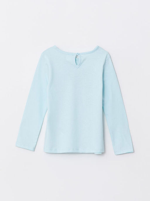 Bisiklet Yaka Uzun Kollu Bask?l? K?z Bebek Ti??rt