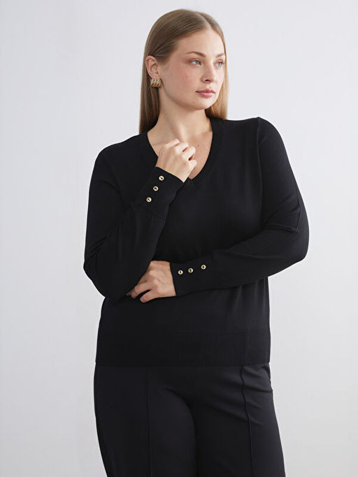 V Yaka Kad?n Triko Kazak