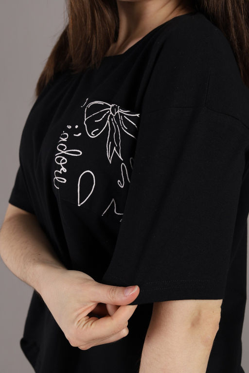 CWXW 50051-22K Пижама женская (футболка, брюки),черный - Cherubino фото 2