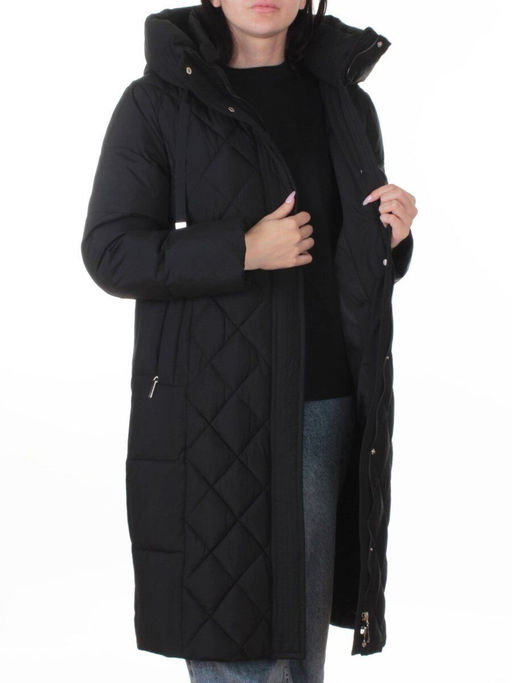 8353 BLACK Пальто зимнее женское (200 гр. холлофайбер)