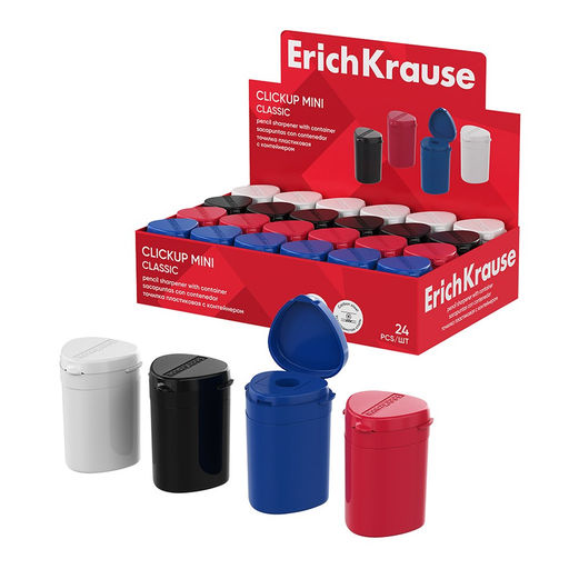 Точилка ErichKrause "ClickUp Mini. Classic" (60065) 1 отверстие, с контейнером, цвет в ассорт.