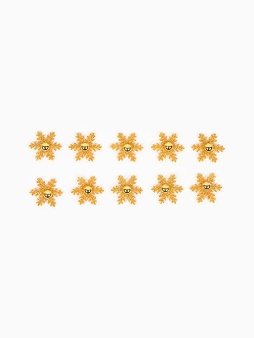 Цена за 2 шт. Декор новогодний Снежинка, золотой, 3?3 см, набор 10 шт.