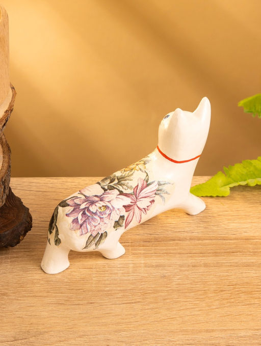 Сувенир «Котик в цветах», 13×3×9 см, дерево, белый