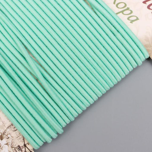 Тесьма декоративная резинка Бирюза круглая намотка 4 м ширина 0,2 см - Арт узор фото 2