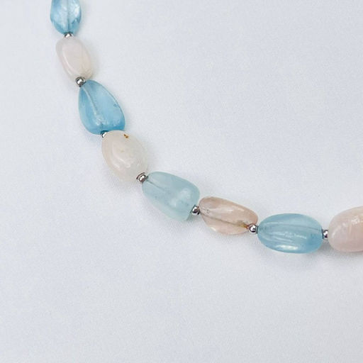 Колье из Аквамарина, Морганита и Розового кварца 42 см +