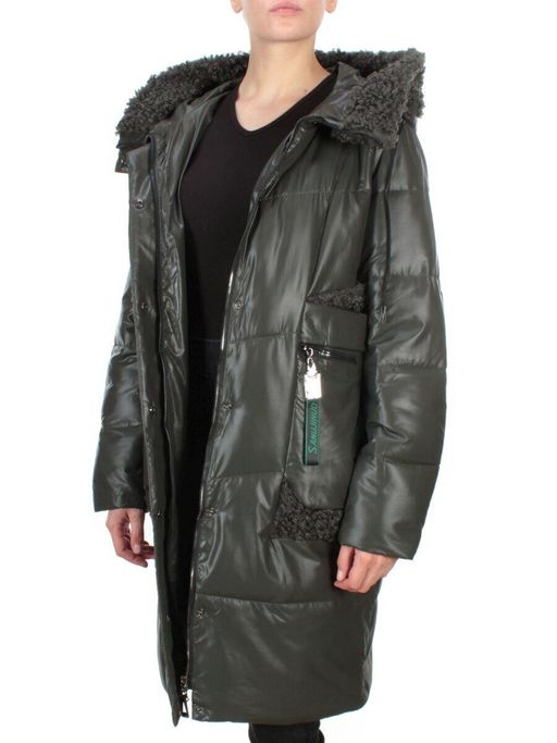 21-985 DARK GREEN Пальто зимнее женское AIKESDFRS (200 гр. холлофайбера) - Fashion фото 7
