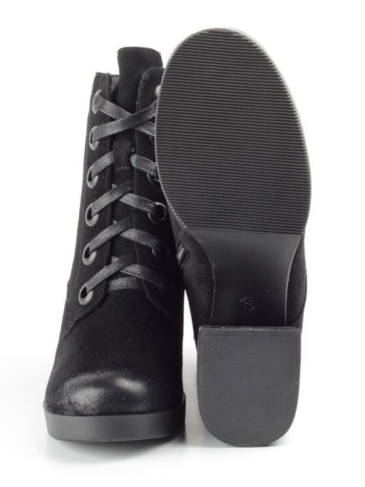 04-R180-1 BLACK Ботинки зимние женские (натуральная замша, натуральный мех) - Фабричный китай фото 17