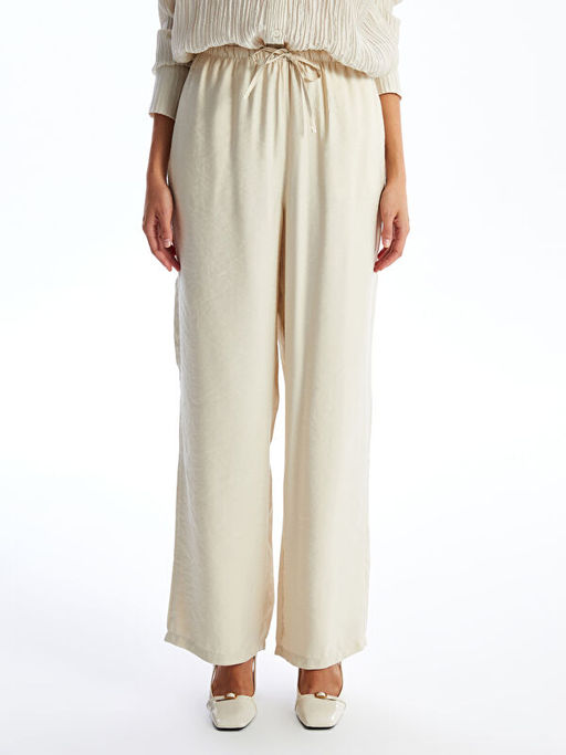 Kad?n Beli Lastikli D?z Pantolon