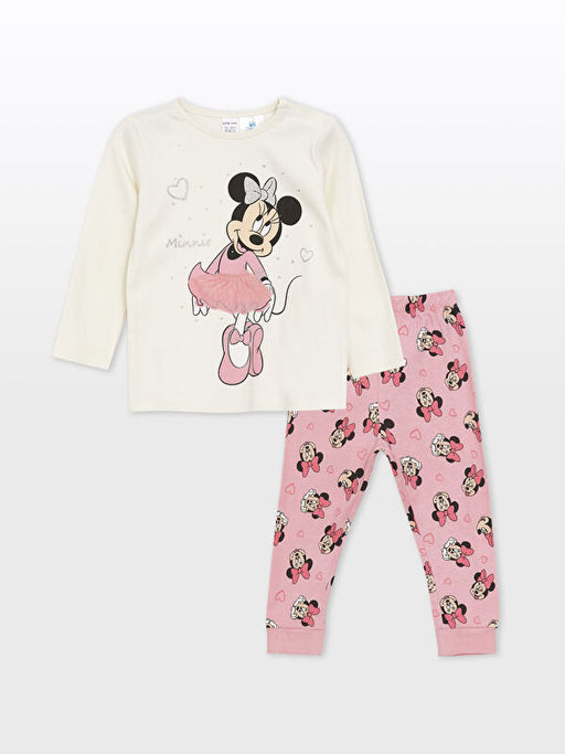 Bisiklet Yaka Minnie Mouse Bask?l? K?z Bebek Pijama Tak?m? - Waikiki фото 4