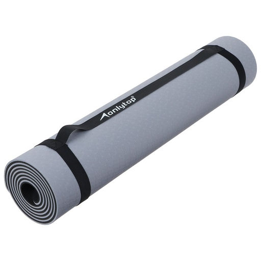 Коврик для фитнеса и йоги ONLYTOP, нескользящий, 183×61×0.6 см, цвет серый/чёрный