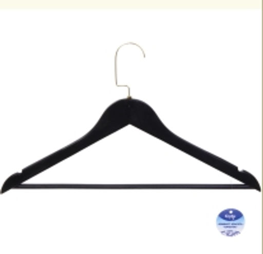 Цена за 3 шт. Плечики деревянные с выемками 1шт "ДОМания", цвет черный, поворотный крючок, 44*25см (Селфи)