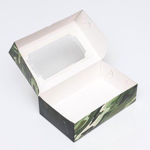 Цена за 2 шт. Коробка складная с окном под зефир С 23 февраля, 25?15?7 см