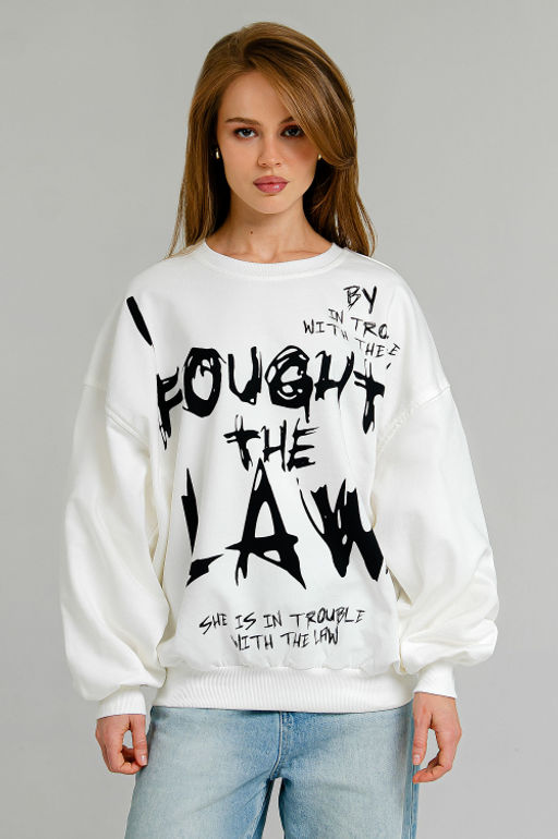 Арт. 15134 Свитшот женский оверсайз 46-52 (4 шт) Цвет:молочный