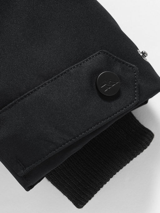 Парка зимняя подростковая для девочки с капюшоном и мехом черного цвета 9536Ch